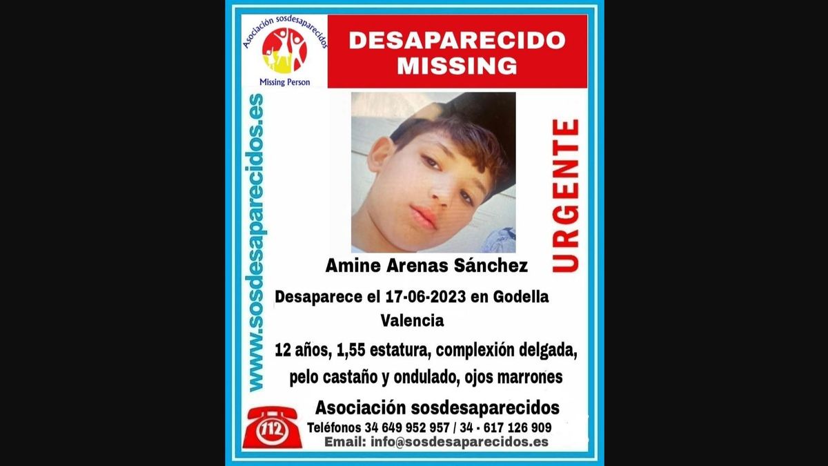 Buscan a Amine Arenas, menor de 12 años, desaparecido de “alta vulnerabilidad” en Godella, Valencia