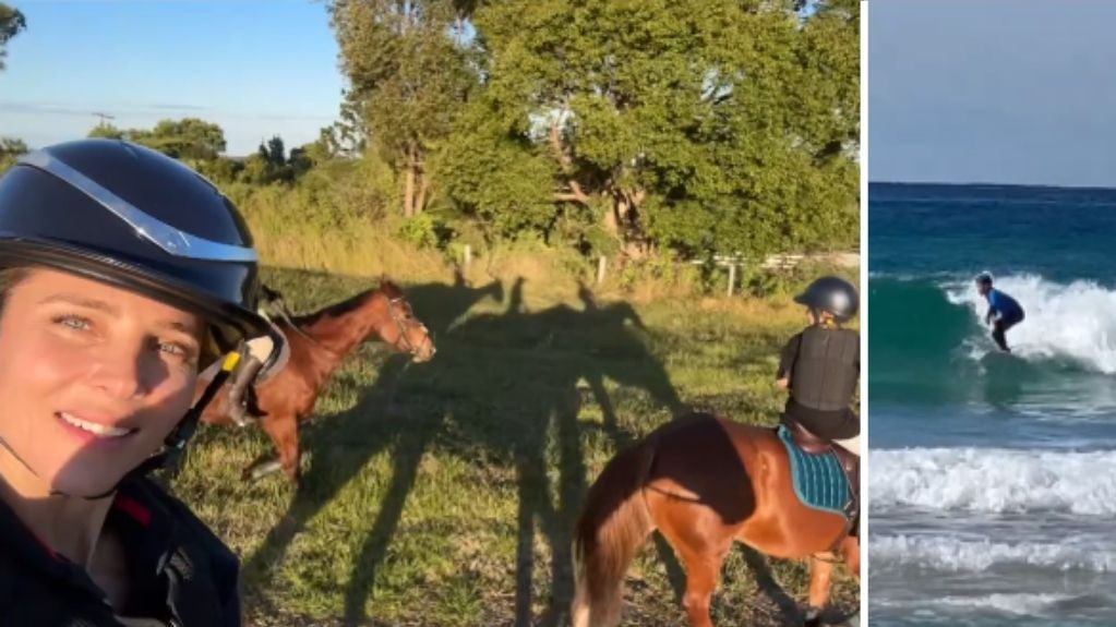 Elsa Pataky y sus hijos pasan un día en familia montando a caballo y surfeando entre ballenas
