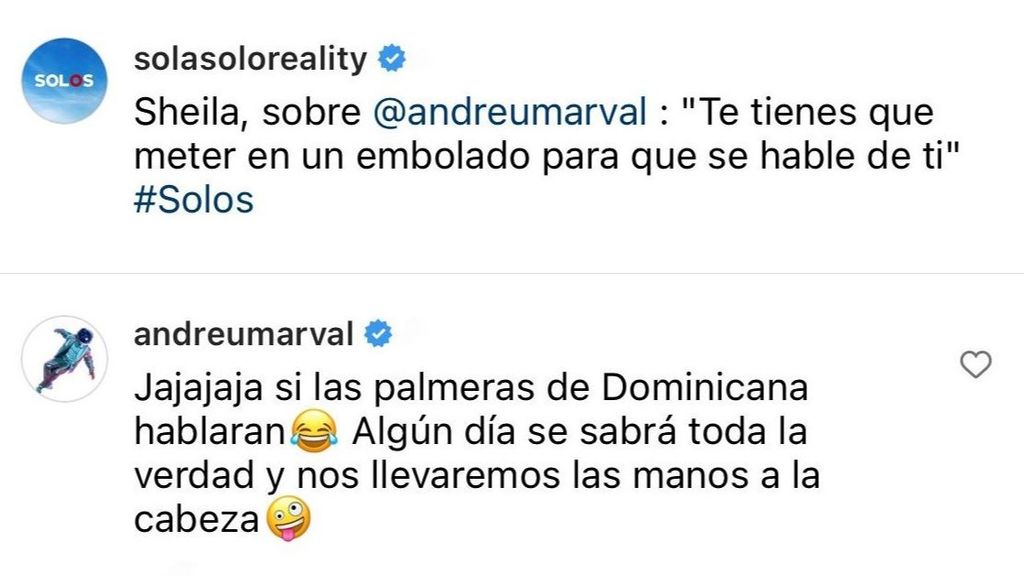 La respuesta de Andreu Martorell en Instagram al comentario de Sheila.