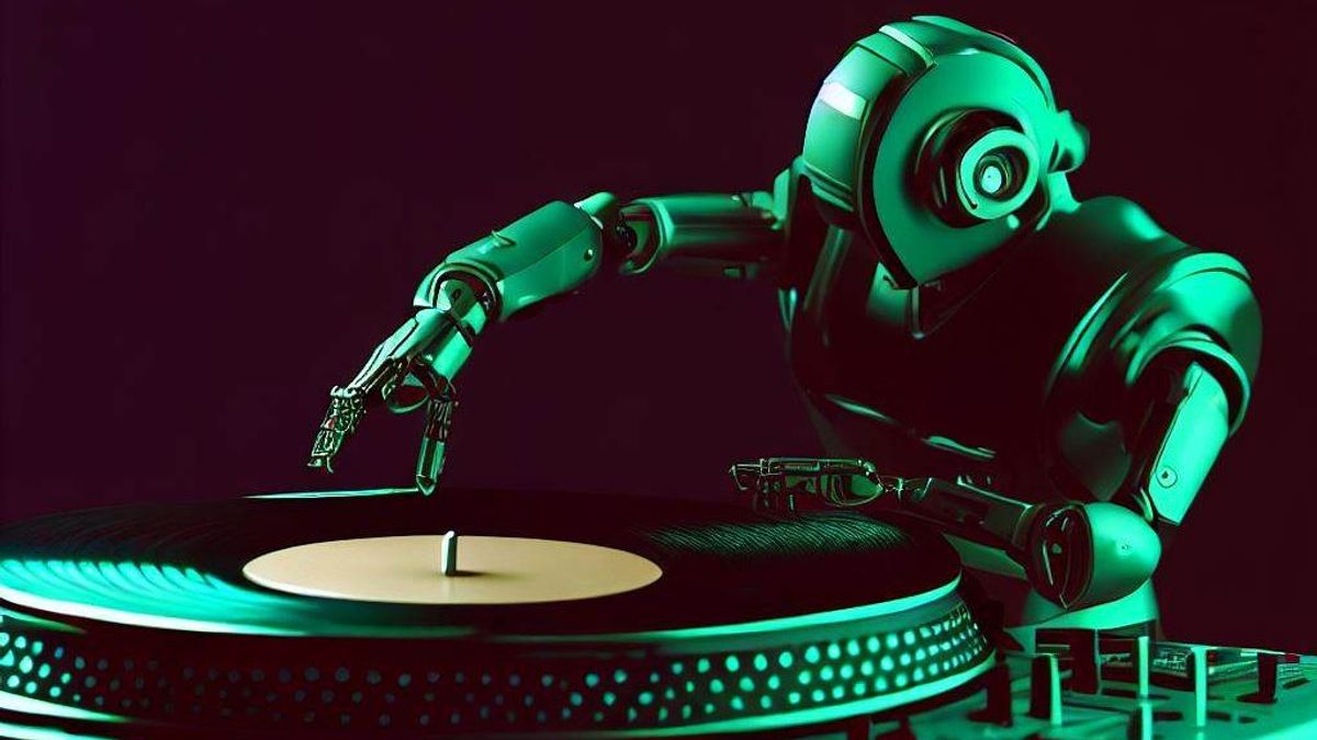 Un robot elige un diusco de vinilo