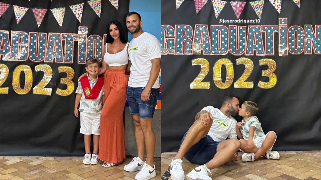 El posado familiar de Aurah y Jesé con su hijo en la graduación