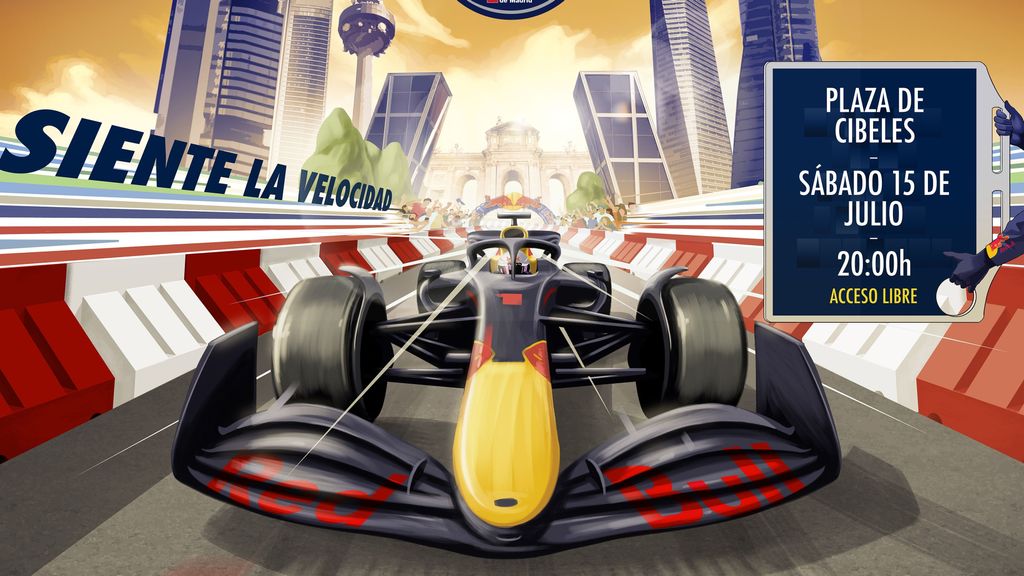 Cartel que anuncia el espectáculo de Fórmula 1 Red Bull Show Run