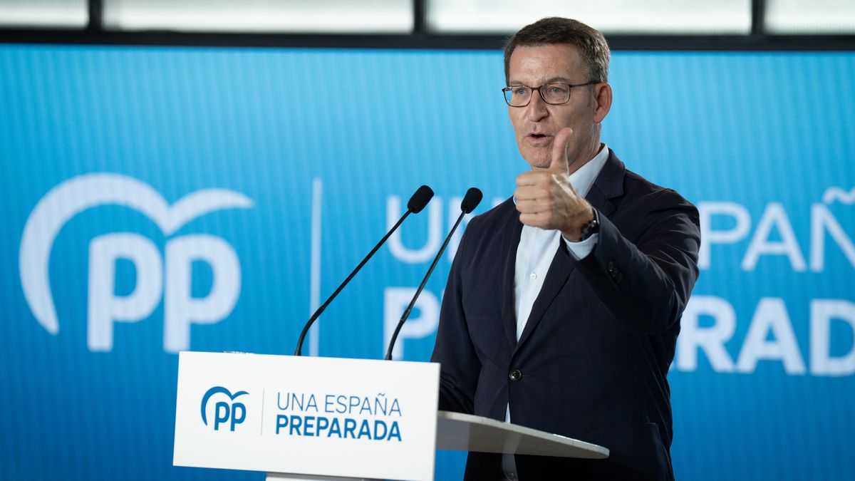El presidente del PP, Alberto Núñez Feijóo, ayer durante un acto en Barcelona