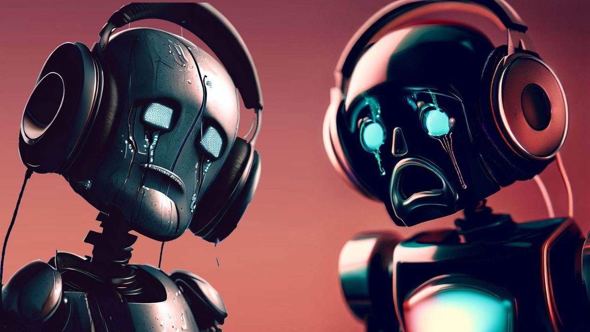 Robots escuchan música y lloran desconsolados