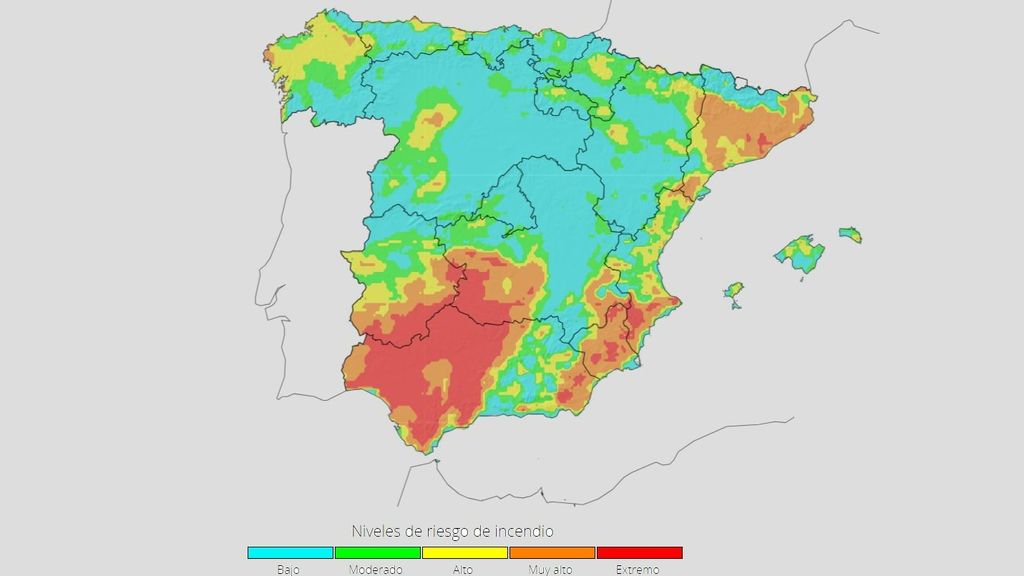 Nivel de riesgo de incendio previsto para el martes 27