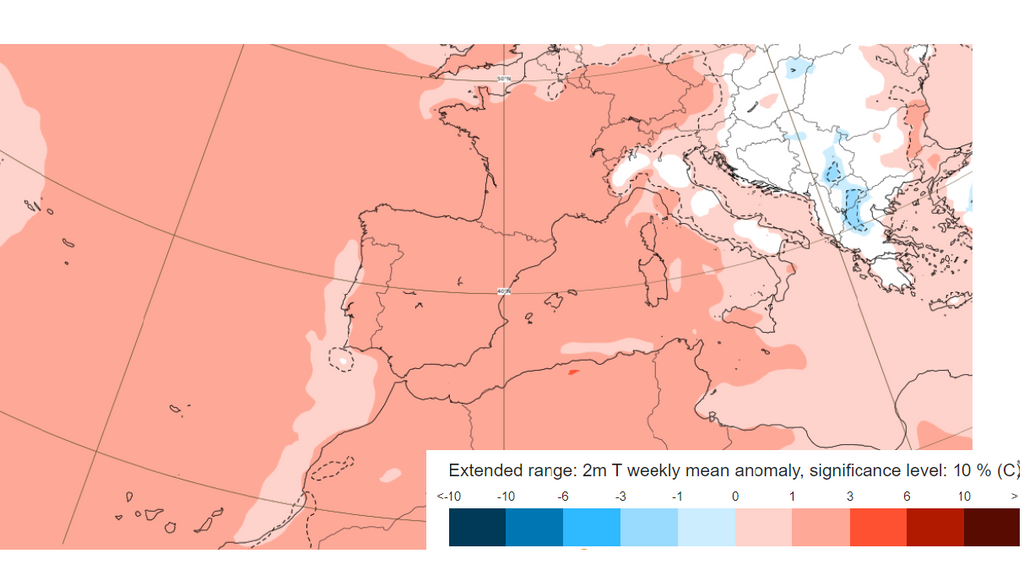 Anomalía de la temperatura previsa del 17 al 23 de julio 2023