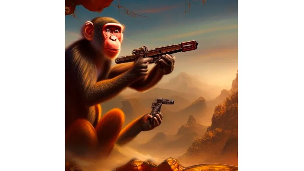 'Un mono con dos pistolas' generado con Nigh Cafe