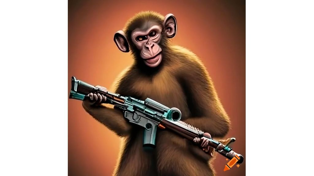 'Un mono con dos pistolas' generado por Craiyon