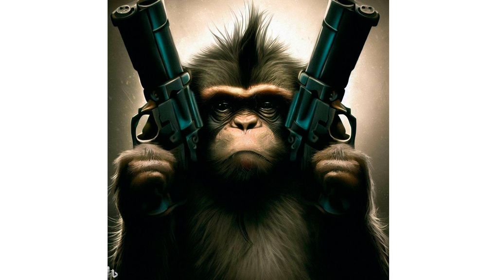 'Un mono con dos pistolas', imagen generada por Dall-E