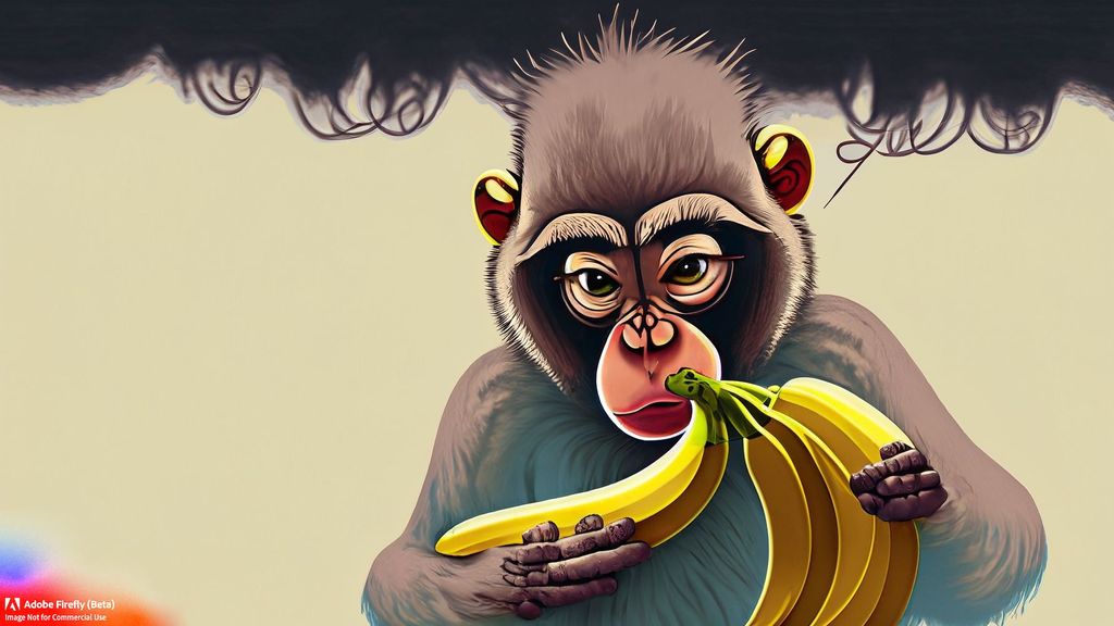 'Un mono con dos plátanos' generado por Fireflay