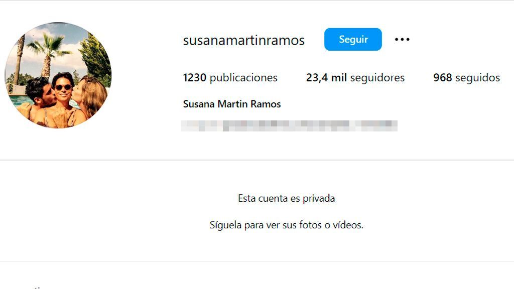 El perfil privado de Susana Martín Ramos en redes
