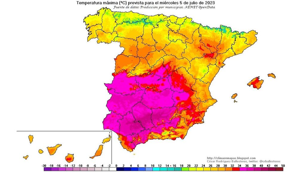 Temperaturas máximas miércoles 5