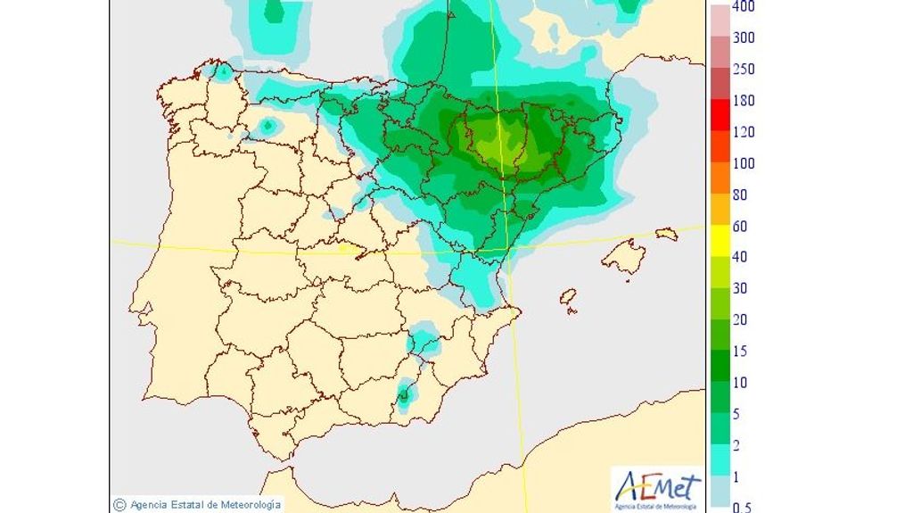 Precipitación media prevista para el jueves