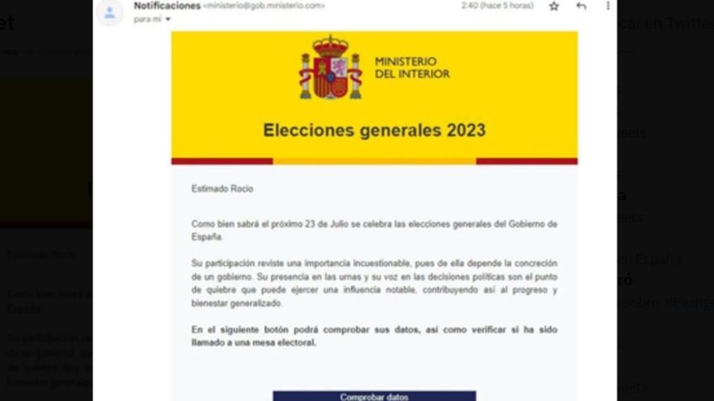 Alerta por mensajes fraudulentos para saber si has sido elegido para una mesa electoral el 23J