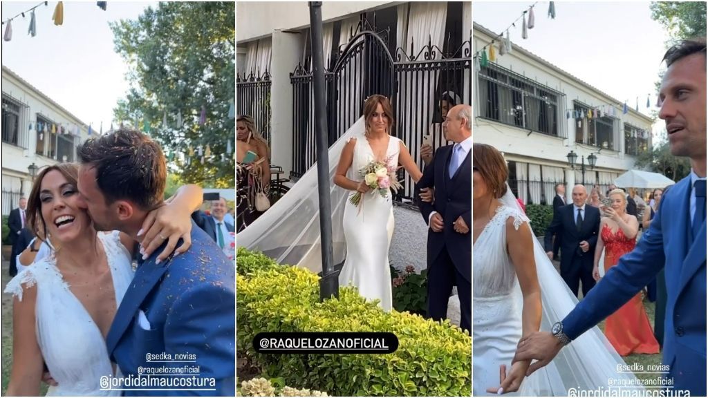 Raquel Lozano y su novio, durante su boda en Extremadura