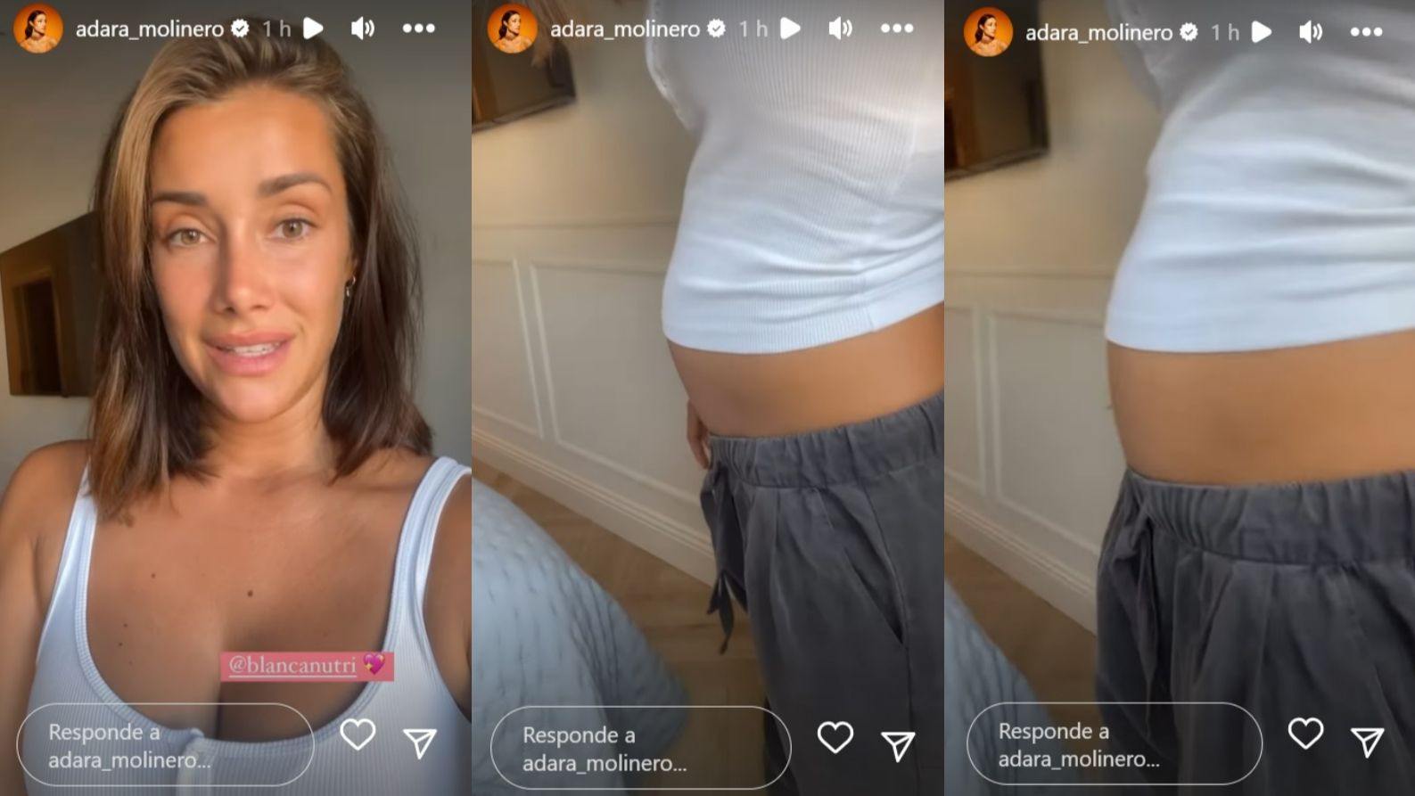 Adara Molinero muestra la hinchazón de su tripa