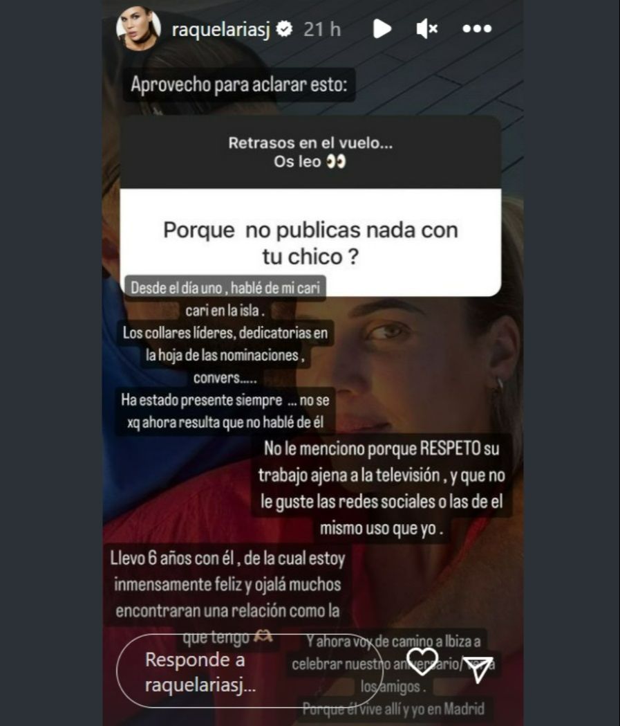 Raquel Arias habla de su relación
