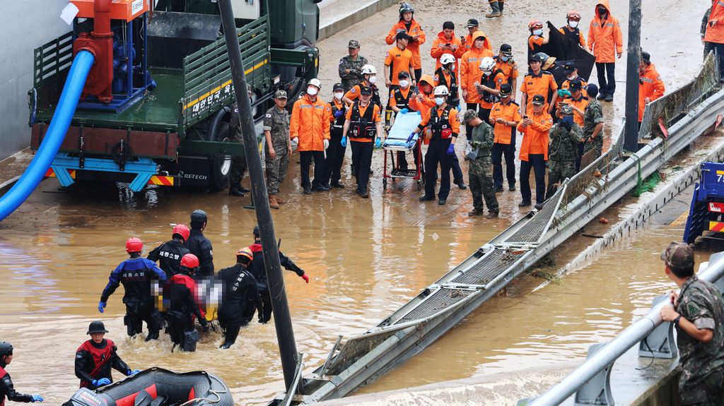 Inundaciones en Corea del Sur: ya hay 35 muertos y 7.800 evacuados