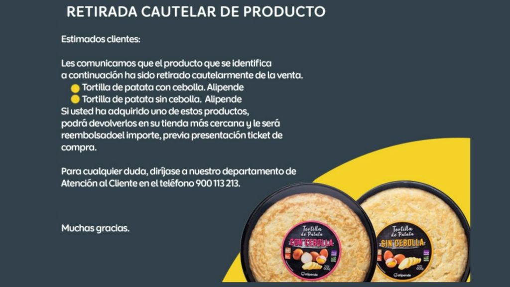 Ahorramas retira dos de sus tortillas de patata por razones sanitarias