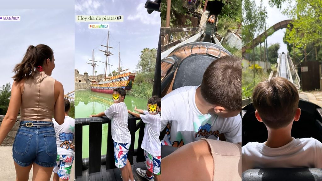Jessica Bueno disfruta con sus hijos de un "día de piratas" en Isla Mágica, Sevilla