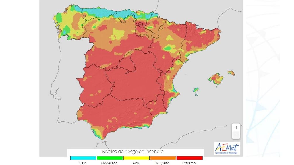 Riesgo incendio previsto para el miércoles 19