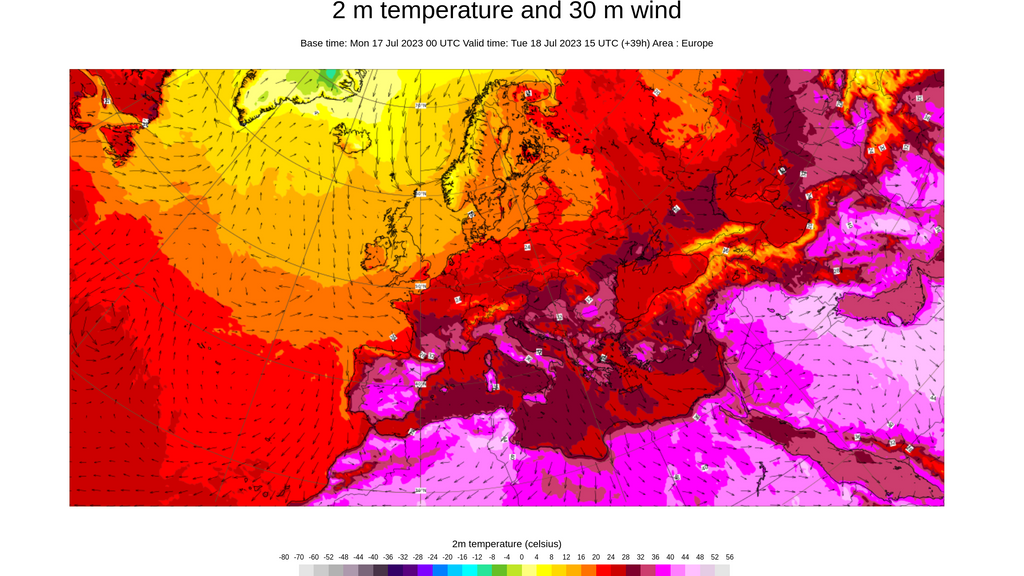 Temperatura registrada esta semana en Europa