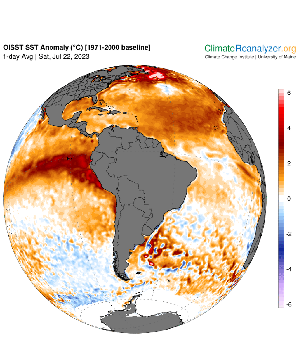 Anomalía de la temperatura superficial del mar Pacífico