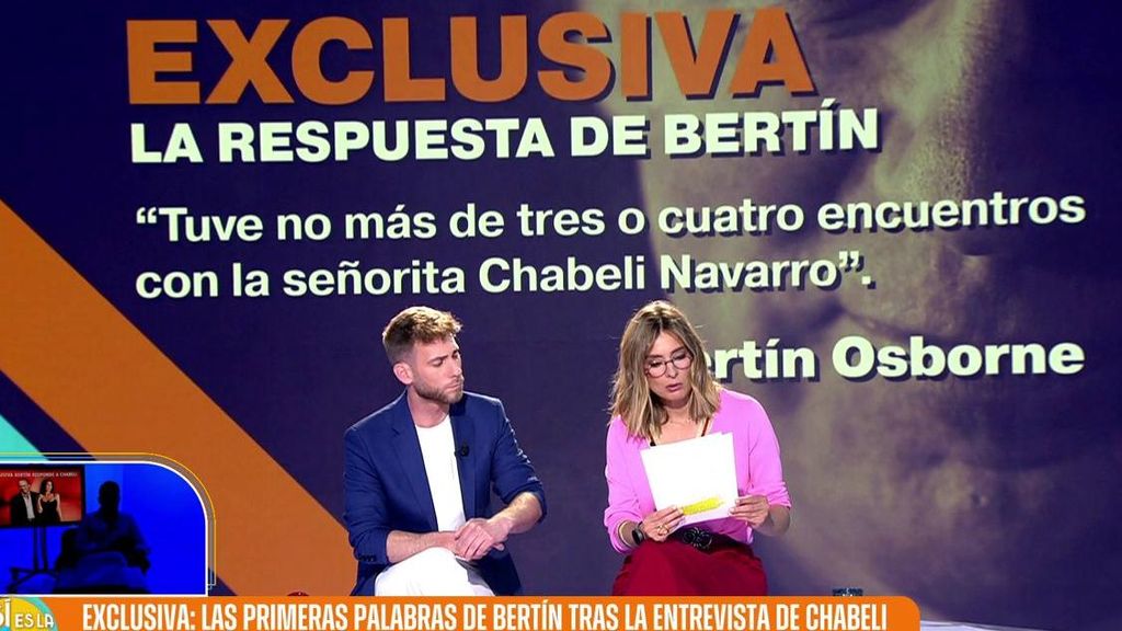 Exclusiva: Bertín Osborne responde a Chabeli Navarro por primera vez