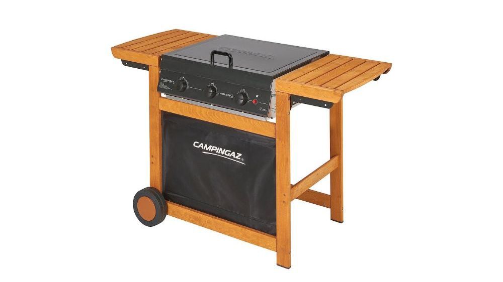 Barbacoa de gas de madera con tres quemadores