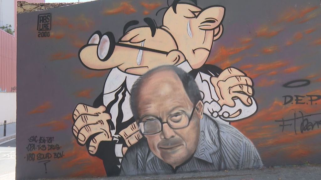 Un mural de Absure2000 llora la muerte de Francico Ibáñez con Mortaelo y Filemón en Barcelona