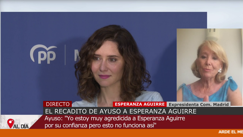 Esperanza Aguirre responde al "recadito" de Isabel Díaz Ayuso en 'Cuatro al día': "Todos hemos apostado por Feijóo"