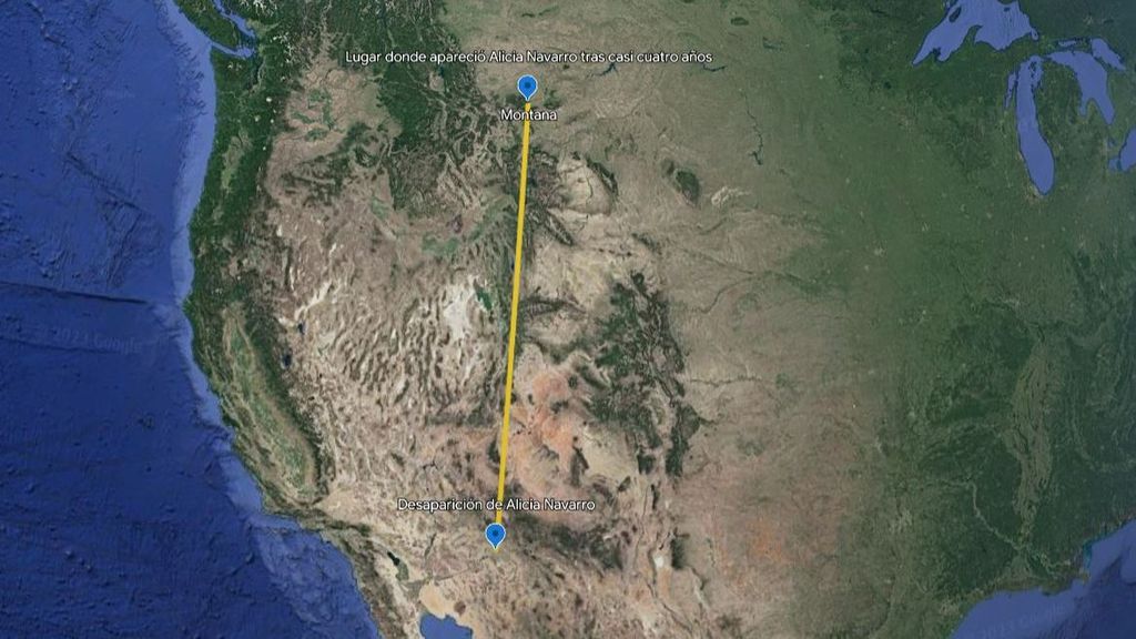 ¿A cuántos kilómetros ha sido localizada Alicia Navarro? De Arizona a Montana