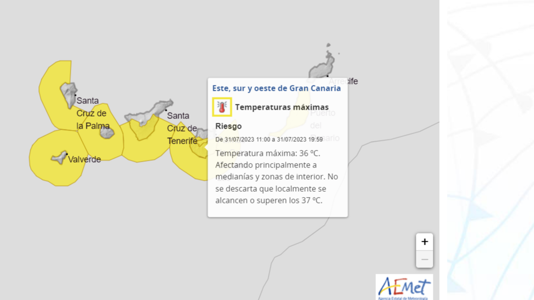Avisos por altas temperaturas en Canarias