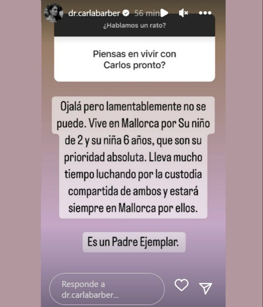 Carla Barber revela el motivo por el no puede vivir con Carlos Rubí