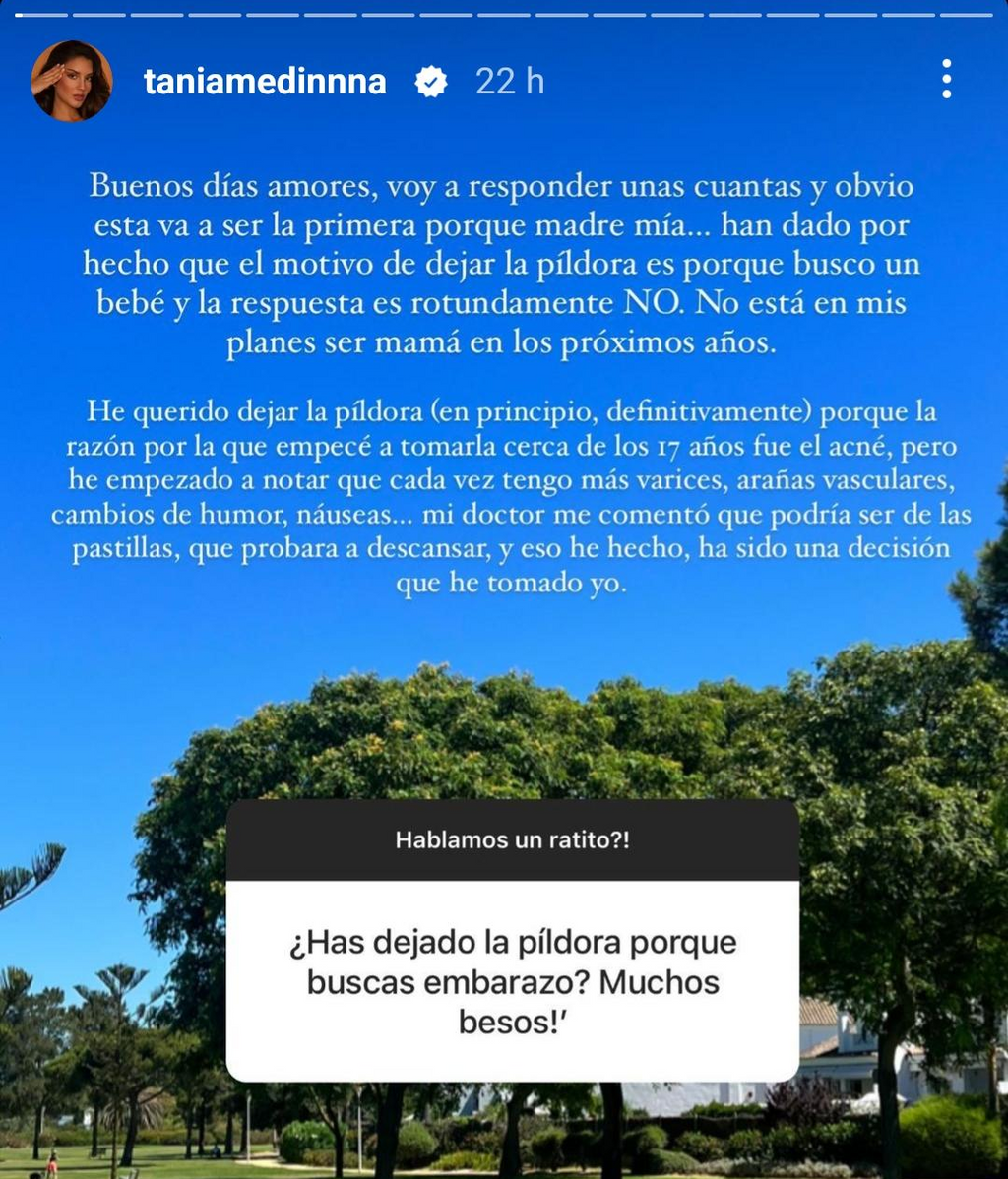 Tania Medina niega haber dejado la píldora para ser madre