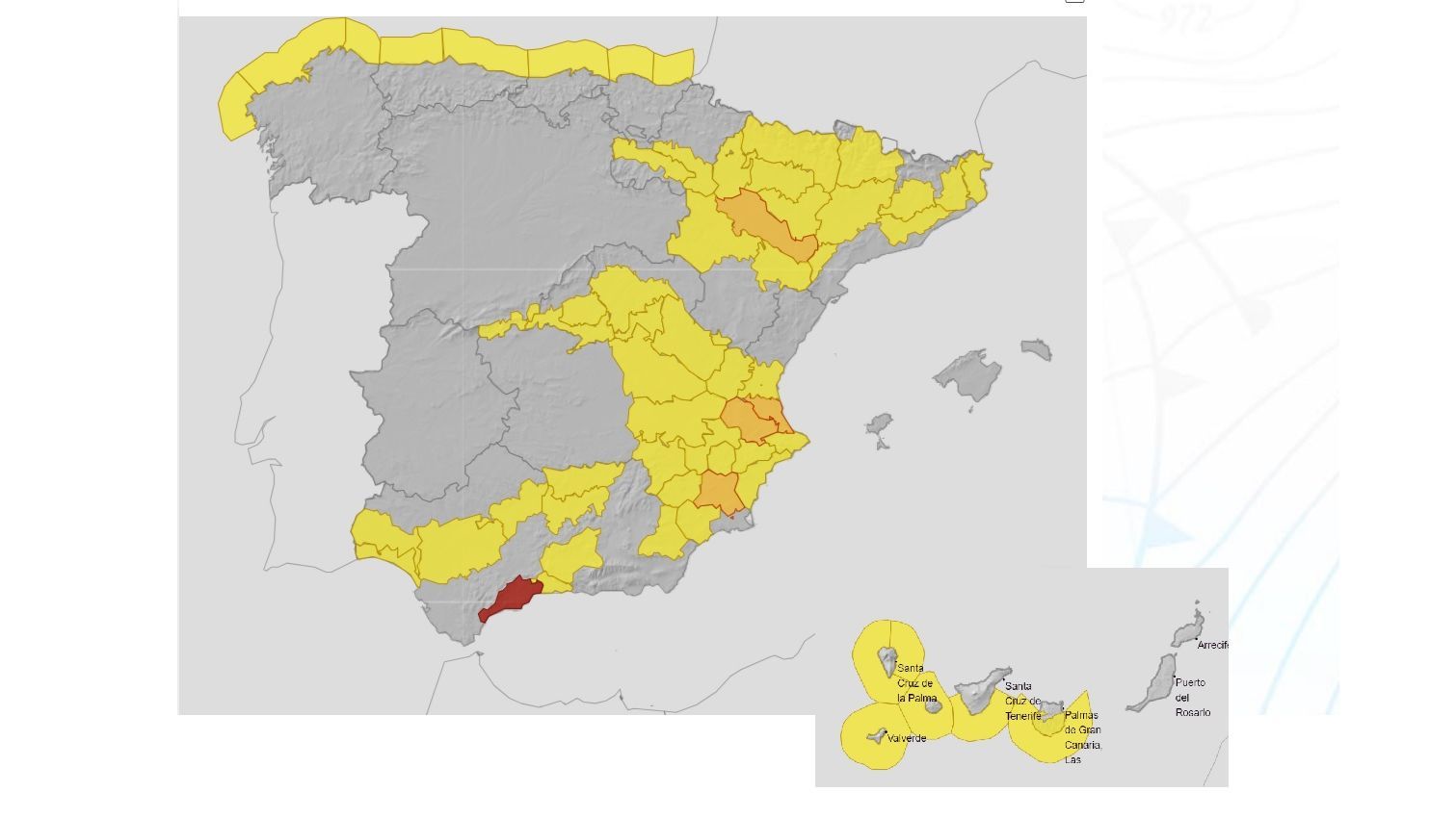 Avisos por calor y fenómenos costeros para el miércoles 2