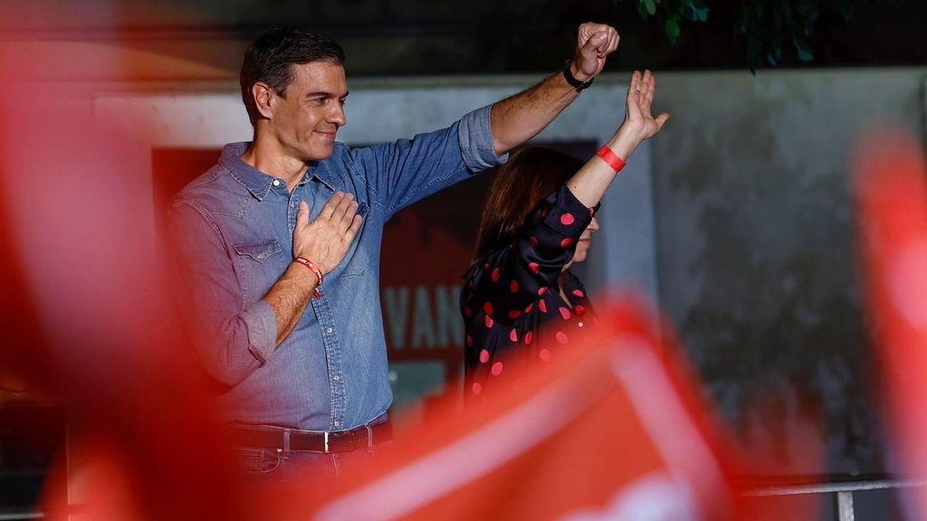 El presidente del Gobierno y líder del PSOE, Pedro Sánchez, en la noche electoral del 23J