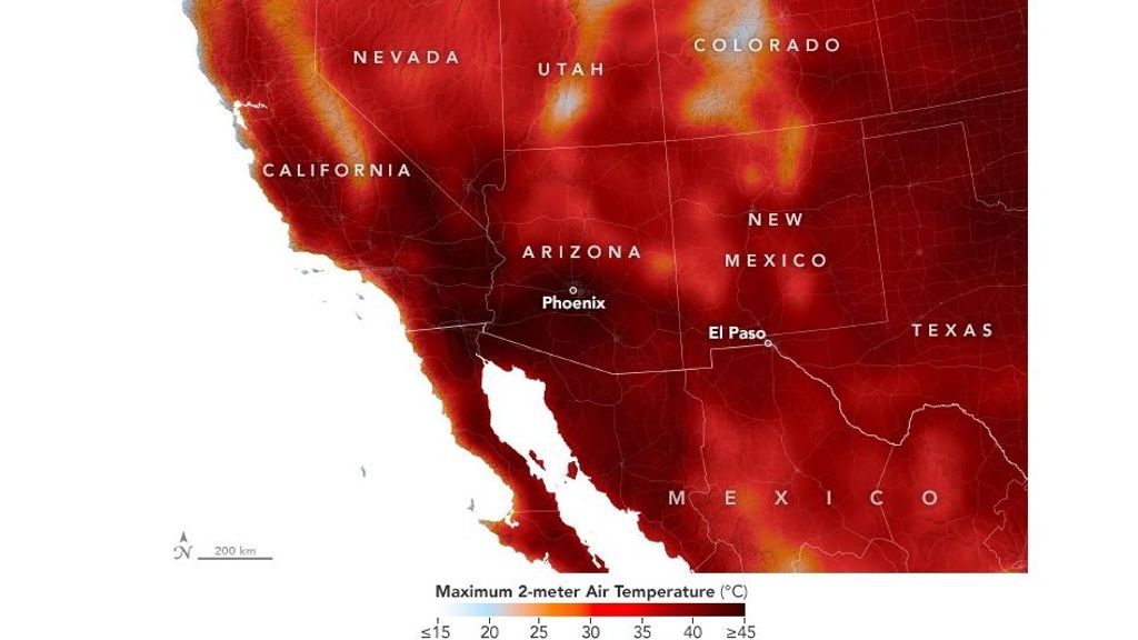 Temperaturas del aire en todo el suroeste de EEUU el 25 de julio de 2023