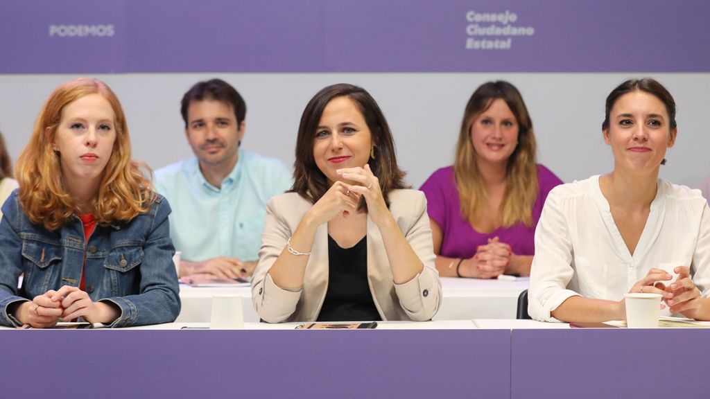Ione Belarra, Irene Montero y  Lilith Verstrynge en el Consejo Ciudadano Estatal en la sede de Podemos