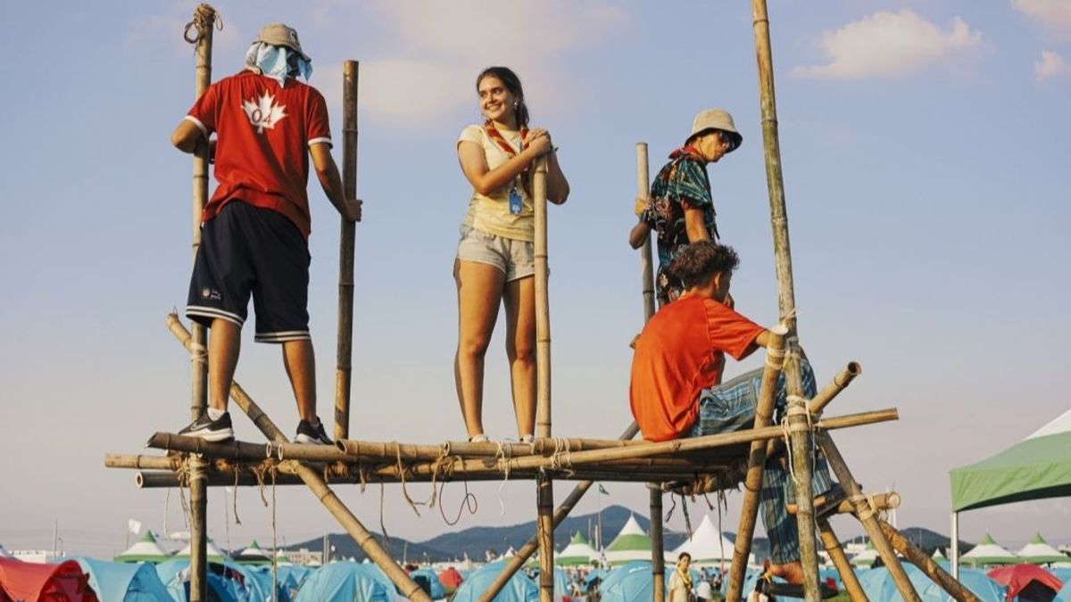 Jóvenes participantes en la Jamboree Scout Mundial que se celebra en Corea del Sur