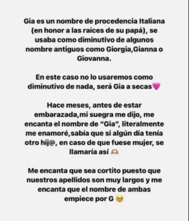 Violeta Mangriñán desvela el significado de Gia, el original nombre de su segunda hija