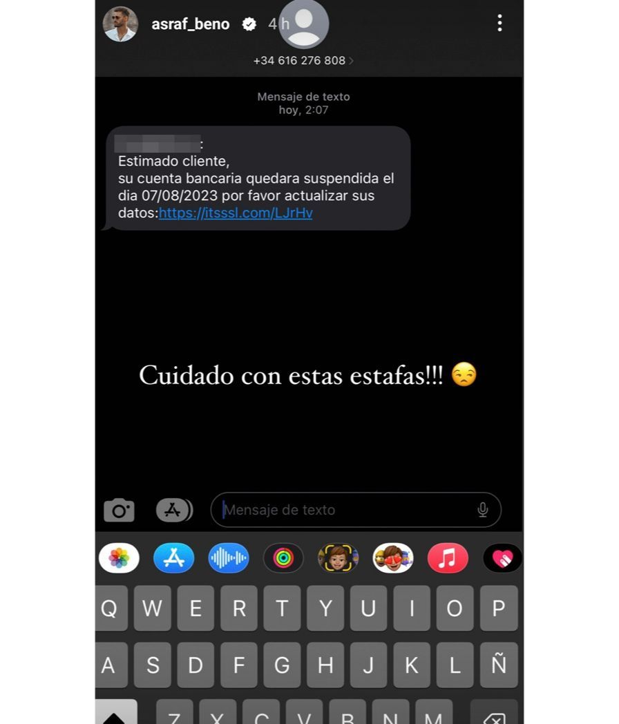 Asraf Beno comparte el intento de estafa que ha sufrido