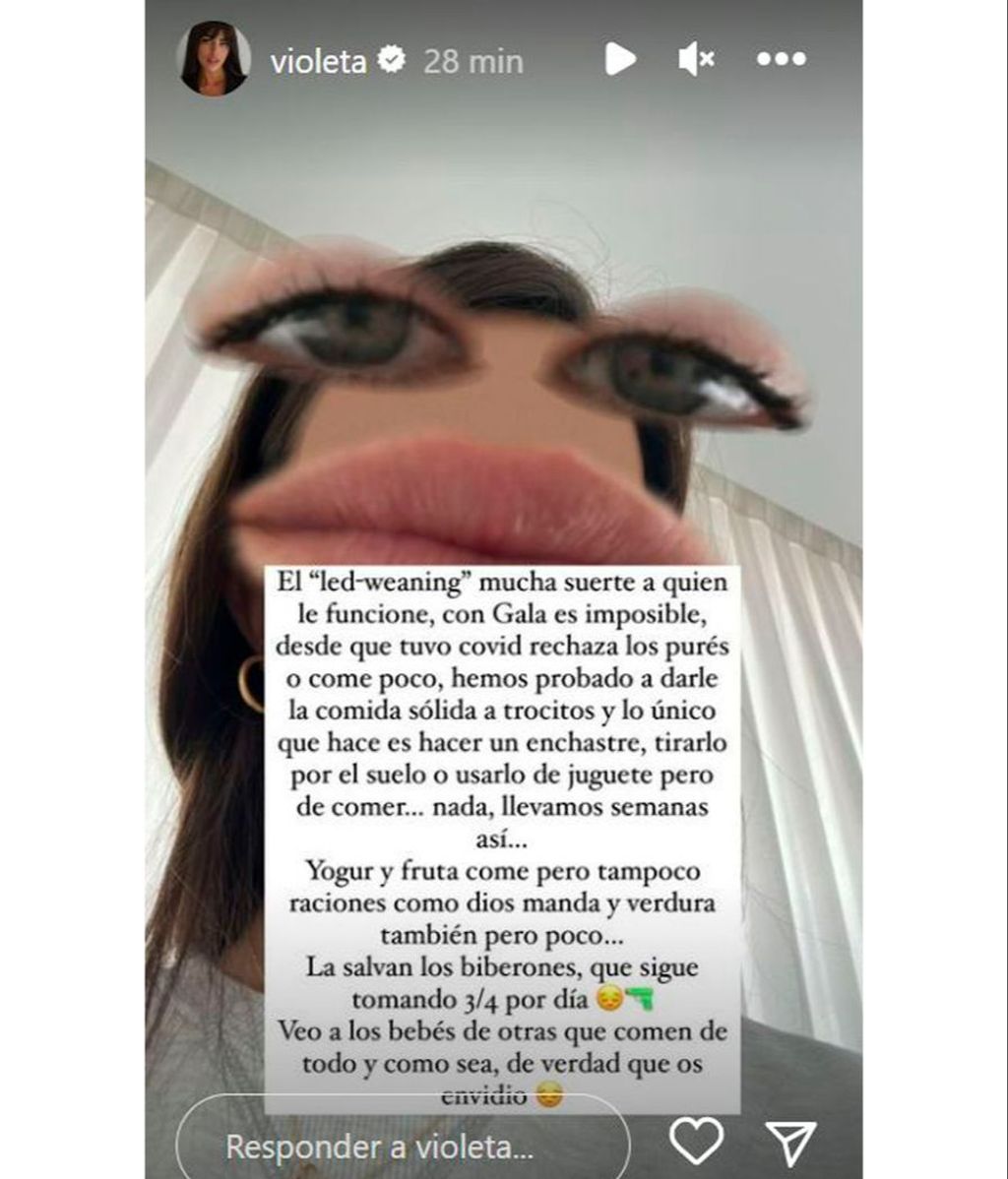 Violeta Mangriñán ha explicado el problema que tiene Gala con el Baby Led Weaning (BLW)