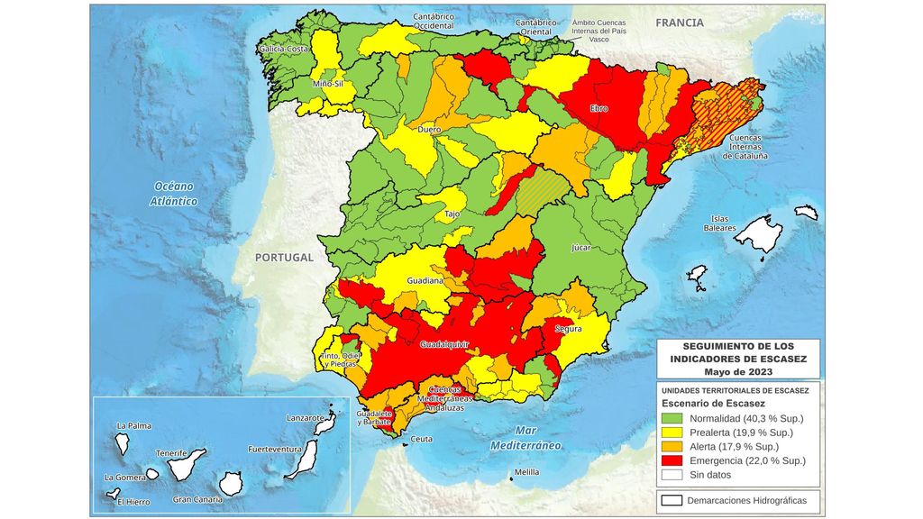 Mapa indicadores escasez a fecha 31/5/2023