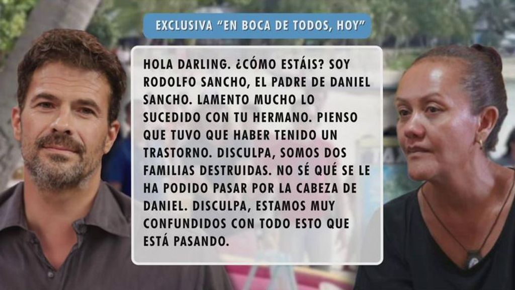 Rodolfo Sancho envía un mensaje a la hermana de Edwin Arrieta: "No sé qué se la ha podido pasar por la cabeza"