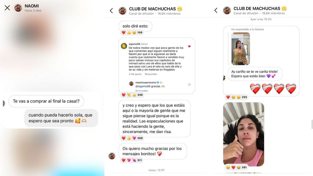 Los comentarios de Naomi Asensi en su canal de difusión