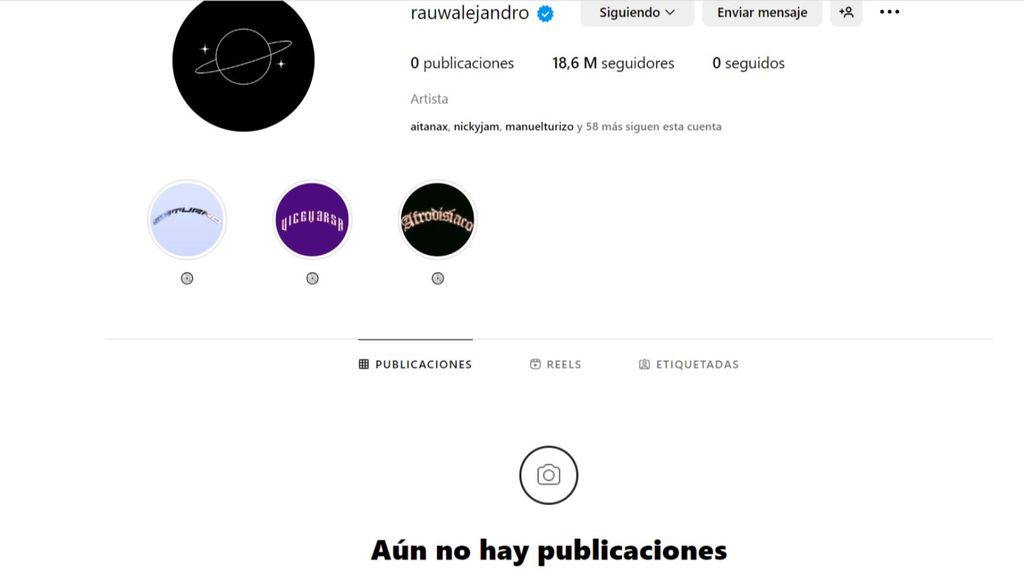 La cuenta de Instagram de Rauw Alejandro