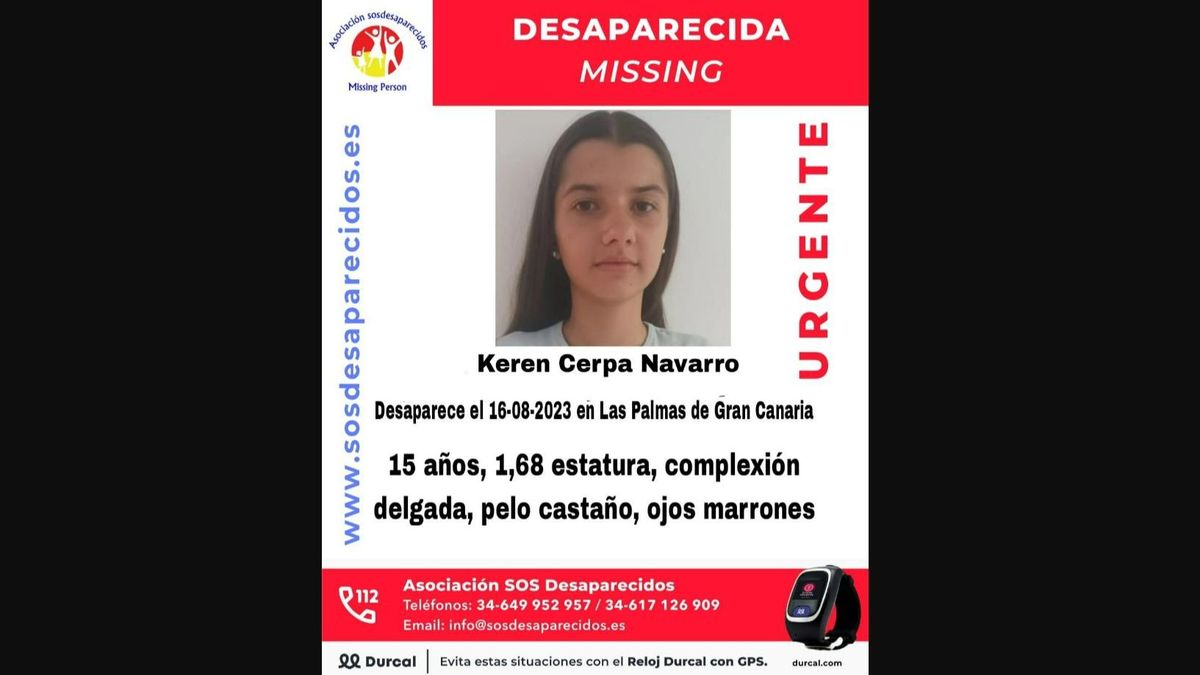 Piden ayuda para encontrar a Karen Cerpa Navarro, menor de 15 años desaparecida en Las Palmas de Gran Canaria