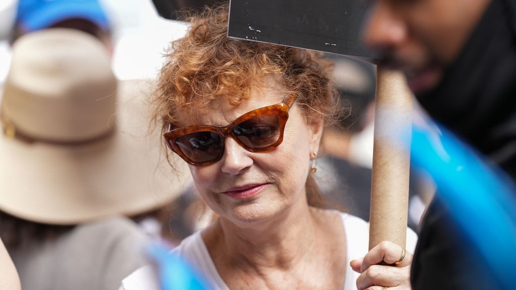 Susan Sarandon en la huelga de actores