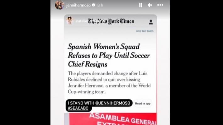 La publicación de Instagram de Natalie Portman compartida por Jenni Hermoso